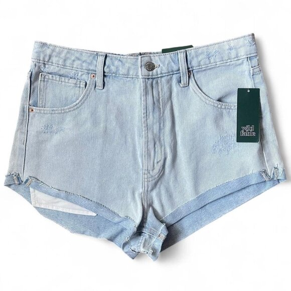Wild Fable Women's Size 10 30 Waist Denim Shorts Light Wash Highest-Rise Cheeky - Picture 1 of 8